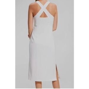 Theory Women's X Back Midi DR Fluid Ottoman White Dress Sz 10 NWT 498 White